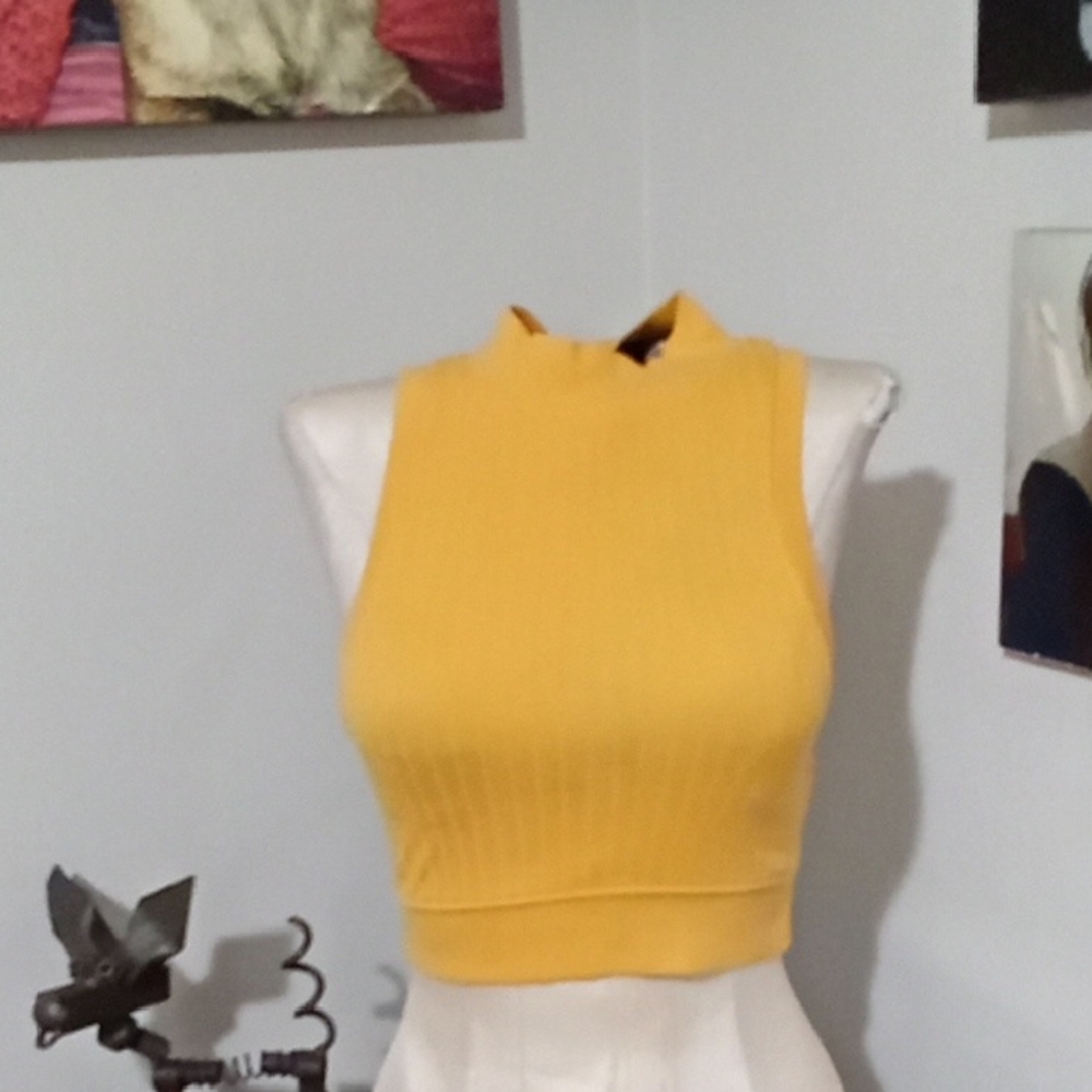 Forever 21 Mustard Ribbed Crop Top